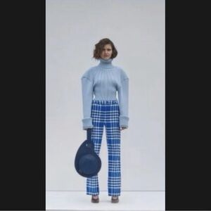 Jacquemus La Reconstruction Straight Leg‎ Plaid Pants Cornflower Blue White 8